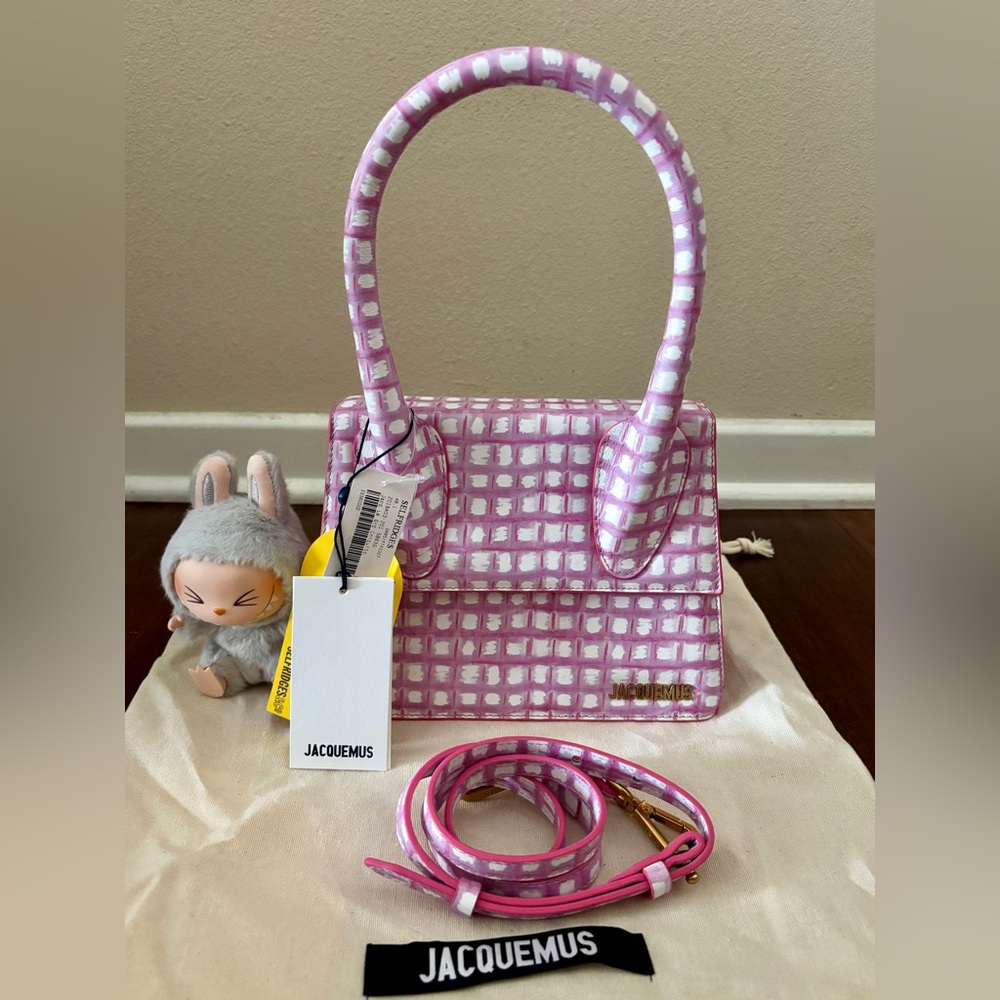 Jacquemus Pink and White Checkered Bag